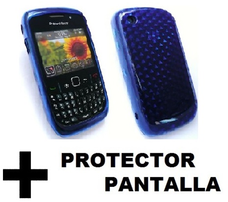 FUNDA GEL SILICONA TPU PARA BLACKBERRY 8520 CURVE + PROTECTOR PANTALLA AZUL